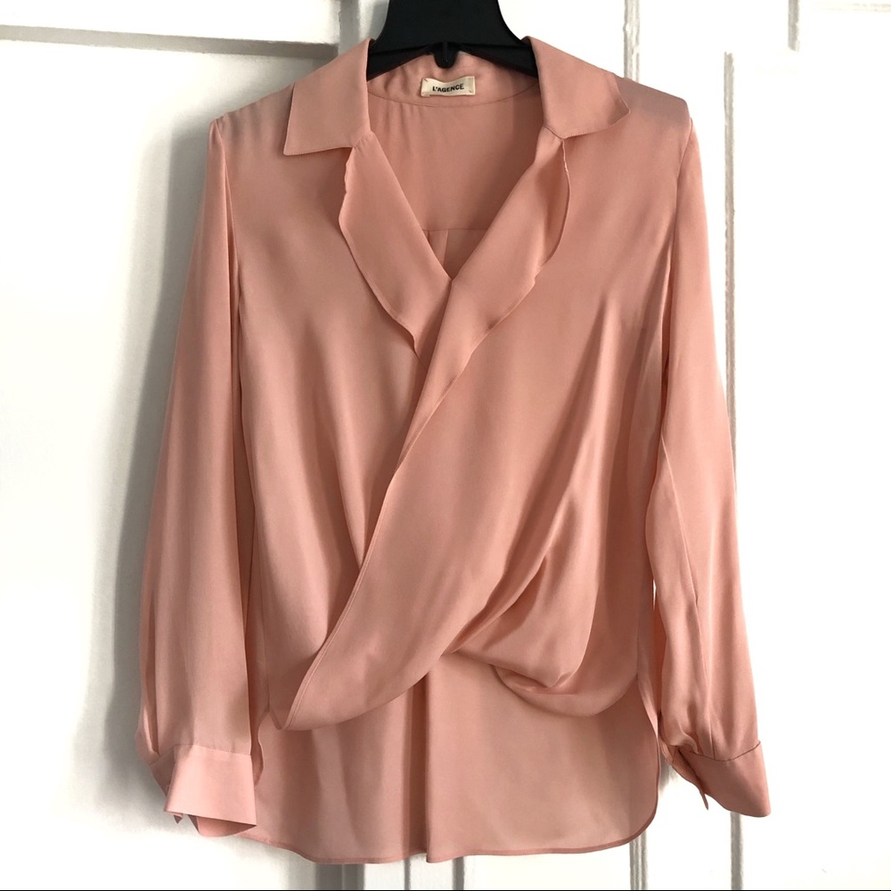 L’ AGENCE front drape top blouse
